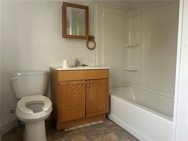 full bathroom featuring vanity, toilet, and tub / shower combination