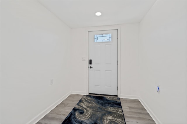 foyer entrance featuring hardwood / wood-style floors