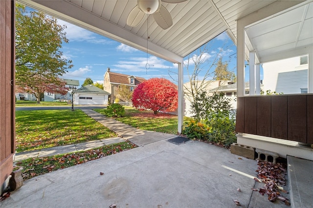 view of patio with ceiling fan