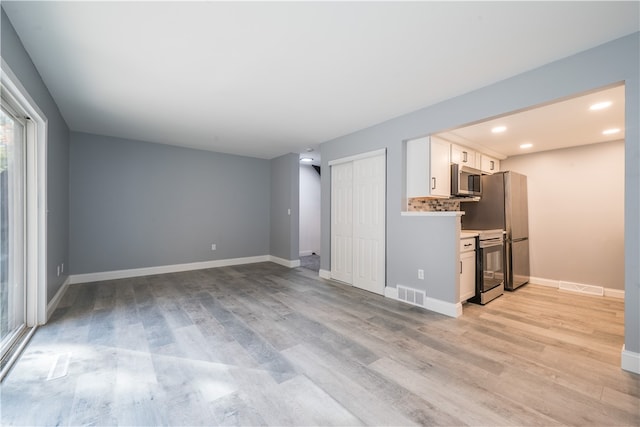 unfurnished living room featuring light hardwood / wood-style flooring