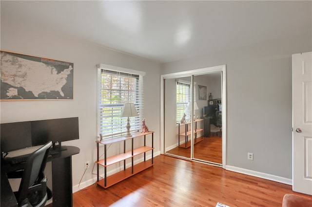 office featuring hardwood / wood-style flooring