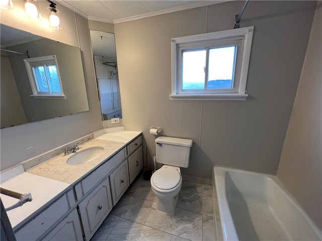 full bathroom featuring vanity, shower / bathing tub combination, and toilet