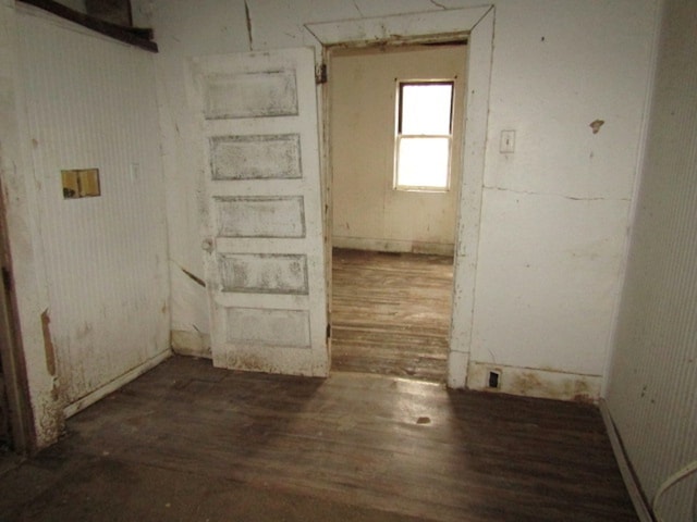 interior space with dark hardwood / wood-style flooring