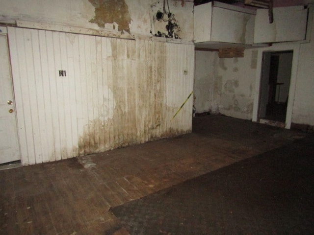 basement featuring hardwood / wood-style floors