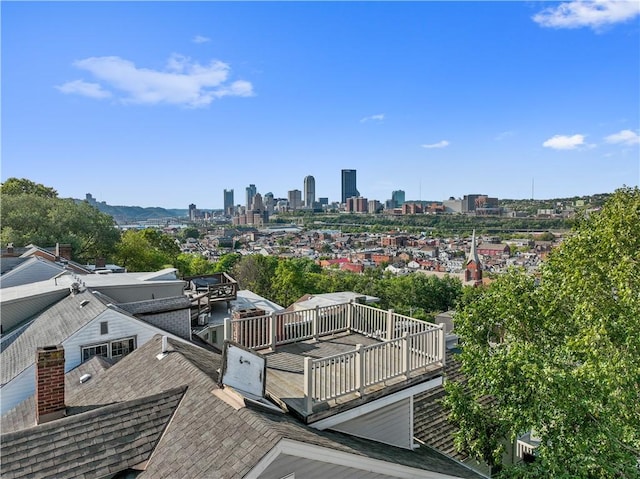 aerial view with a city view