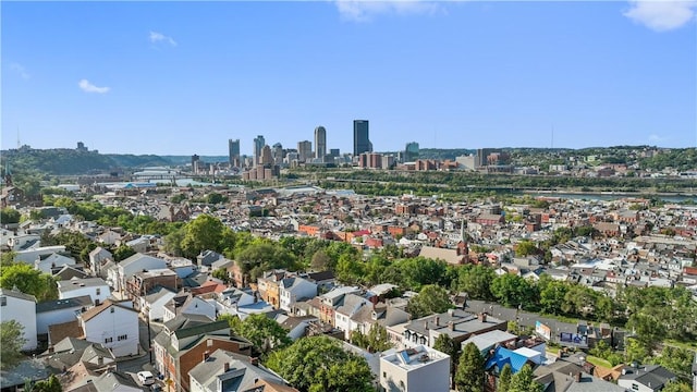 aerial view featuring a city view