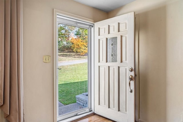 entryway with light wood-type flooring