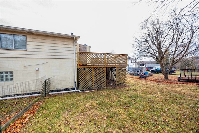 view of yard with a deck