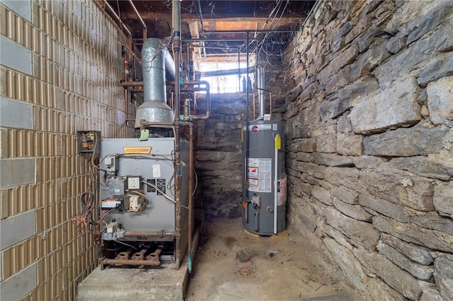 utility room with water heater