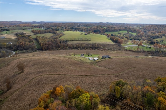 drone / aerial view with a rural view