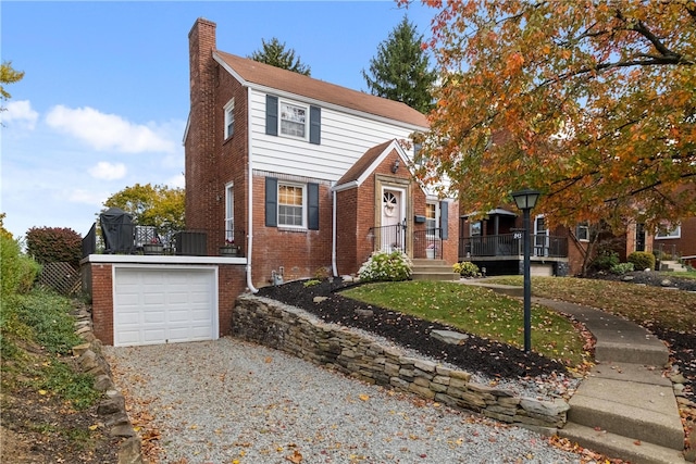 view of front of property with a garage