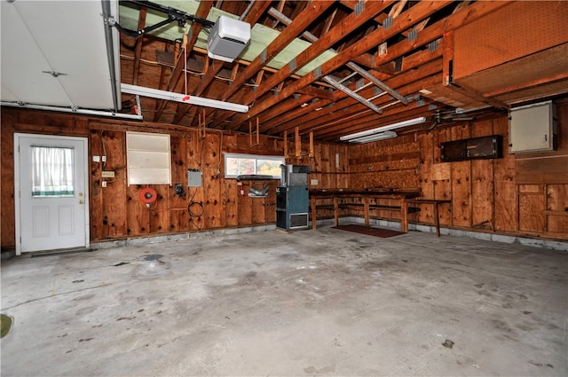 garage with wooden walls