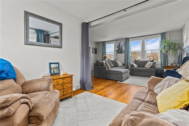 living room with wood-type flooring