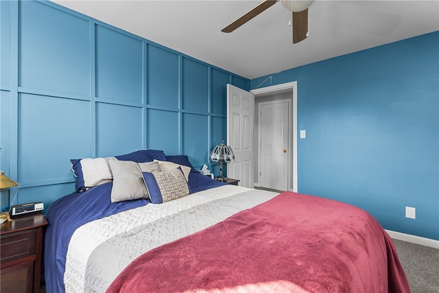 bedroom with carpet and ceiling fan