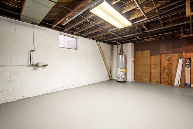 basement with gas water heater