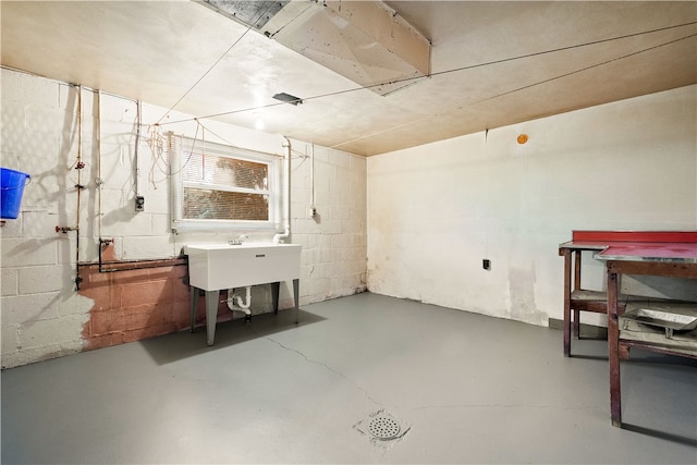 basement with sink