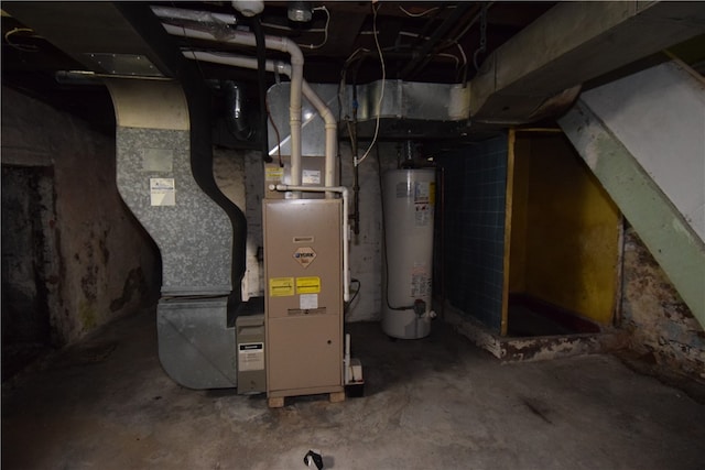 utilities with water heater and heating unit