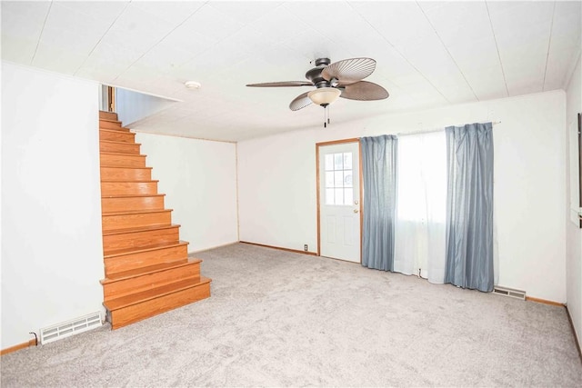 79-81 Lower Clinton St, Canoe/Banks Twps, PA 15772 - spare room featuring ceiling fan, carpet flooring, and stairs