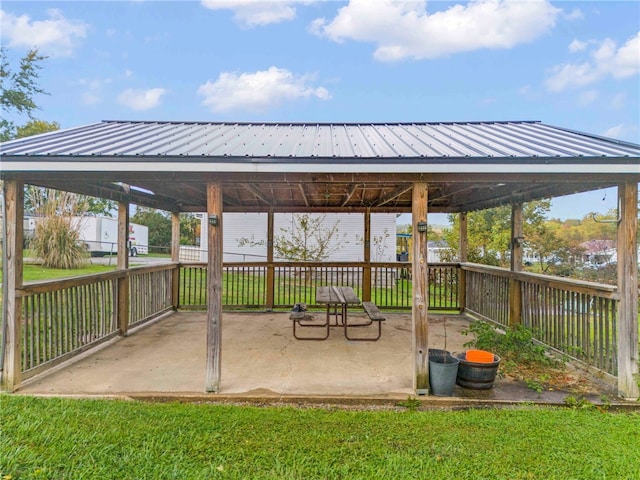 view of patio / terrace featuring a gazebo