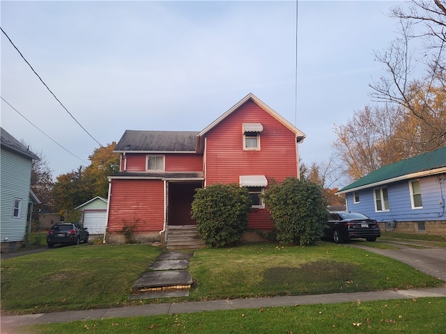 view of property with a front lawn