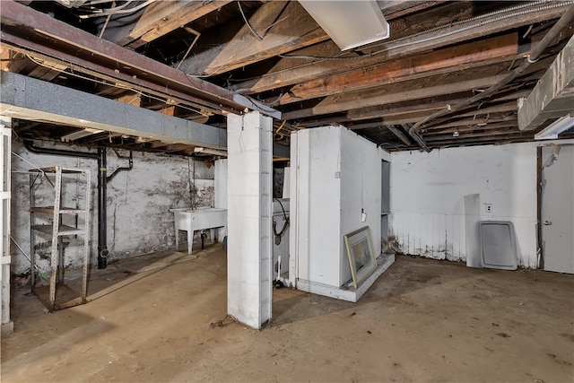 basement with sink