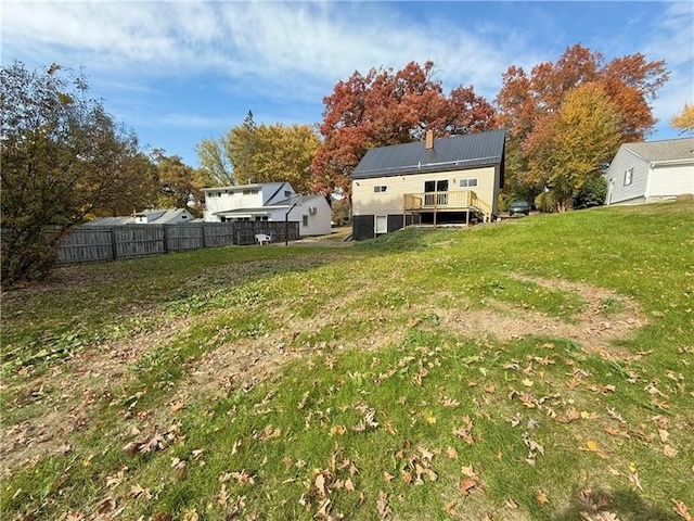 view of yard with a deck