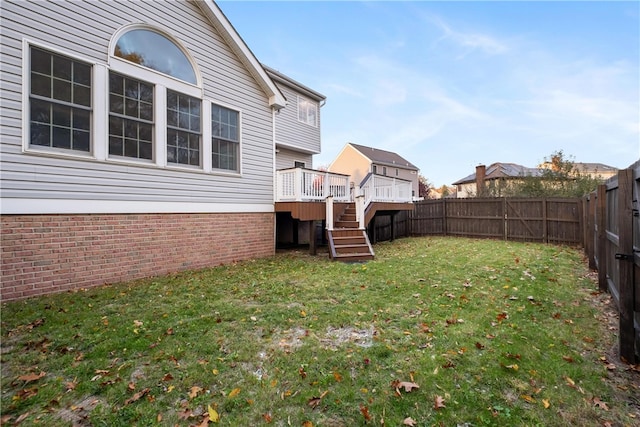 view of yard with a deck