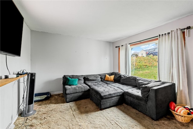 living room with carpet flooring