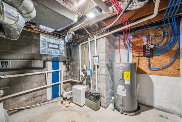 utility room with water heater