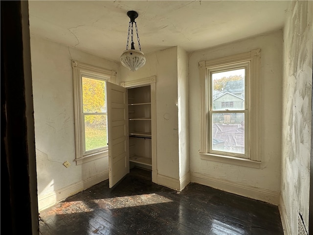 interior space with dark hardwood / wood-style flooring