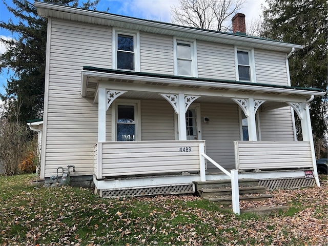 view of front facade featuring covered porch