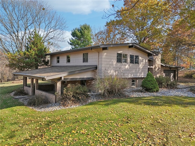 view of home's exterior featuring a yard