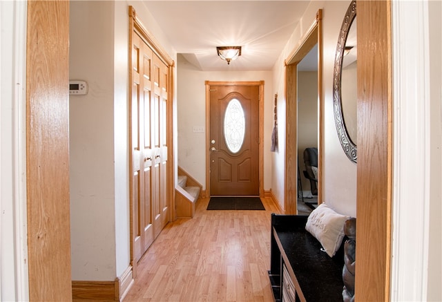 doorway to outside featuring light hardwood / wood-style floors