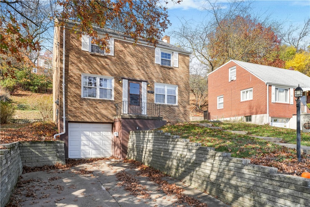 view of front of house with a garage