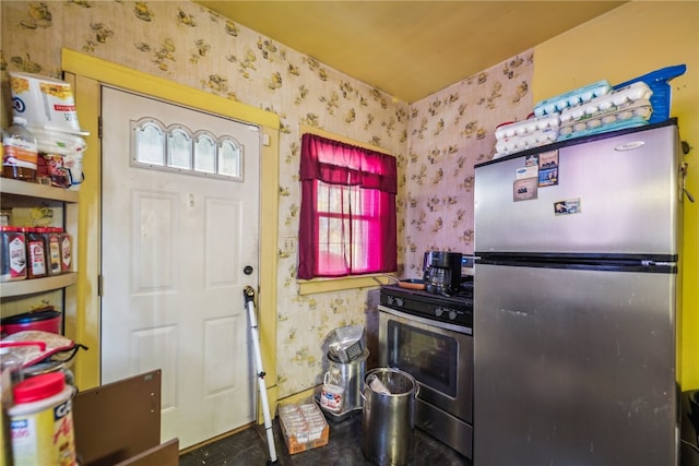 kitchen with stainless steel appliances and a wealth of natural light