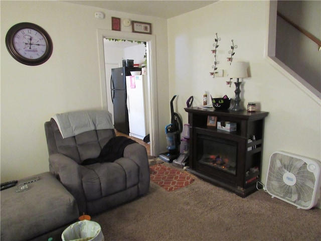 living room with carpet floors