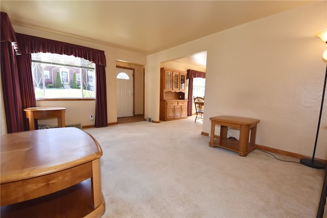 carpeted living room with plenty of natural light