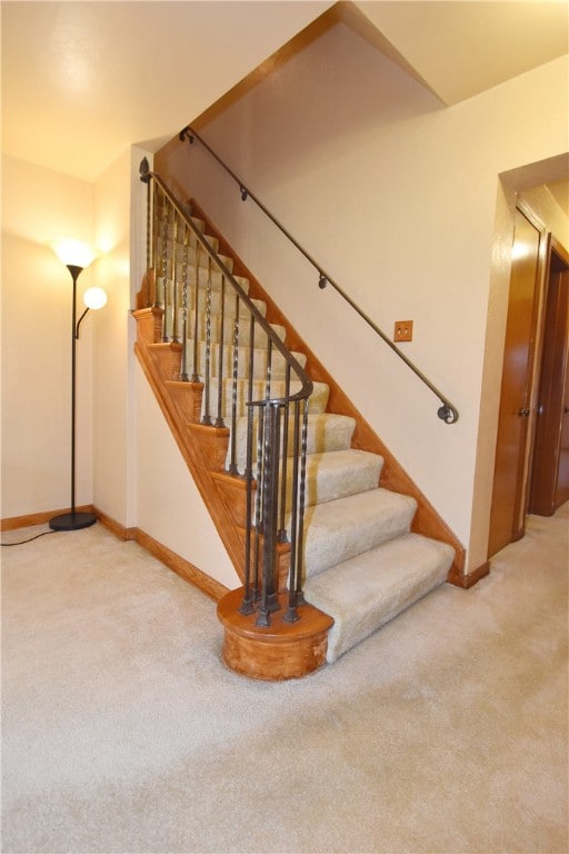 stairway with carpet floors