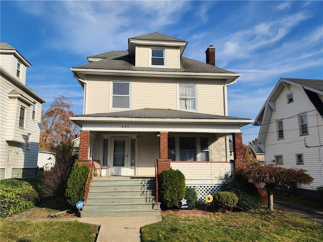 front facade with a porch