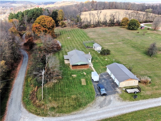 drone / aerial view featuring a rural view