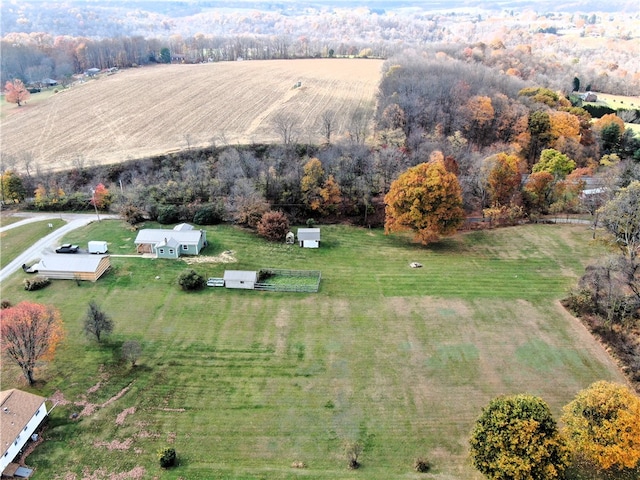 drone / aerial view with a rural view