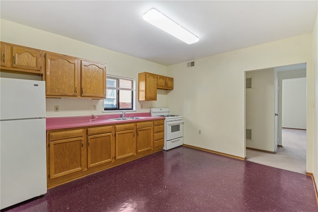 kitchen with sink and white appliances