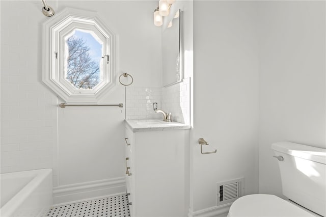 101 Fieldbrook Dr, Peters Twp, PA 15317 - full bathroom with toilet, vanity, and tile patterned flooring