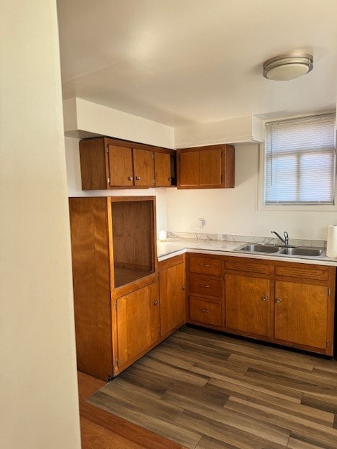 kitchen with sink and dark wood-type flooring