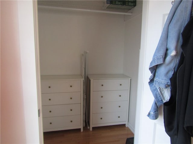 walk in closet featuring dark hardwood / wood-style flooring