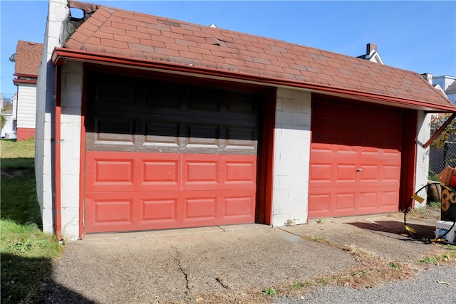 view of garage