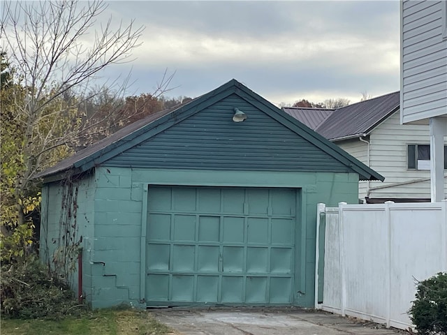 view of garage