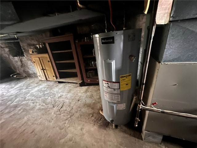 utilities featuring water heater and heating unit