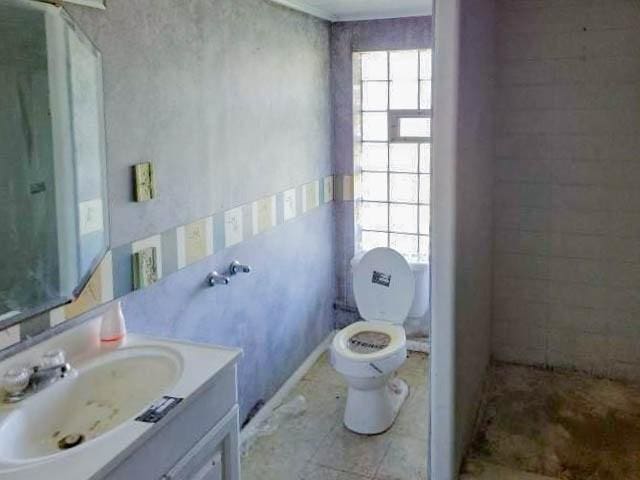 full bathroom featuring toilet, plenty of natural light, vanity, and a tile shower
