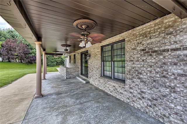 view of patio with ceiling fan